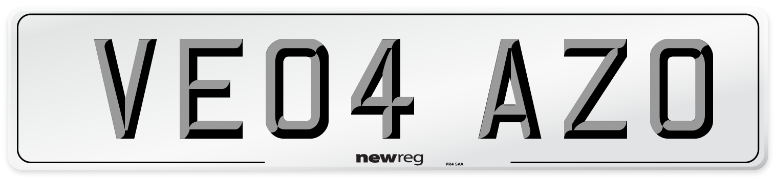 VE04 AZO Number Plate from New Reg